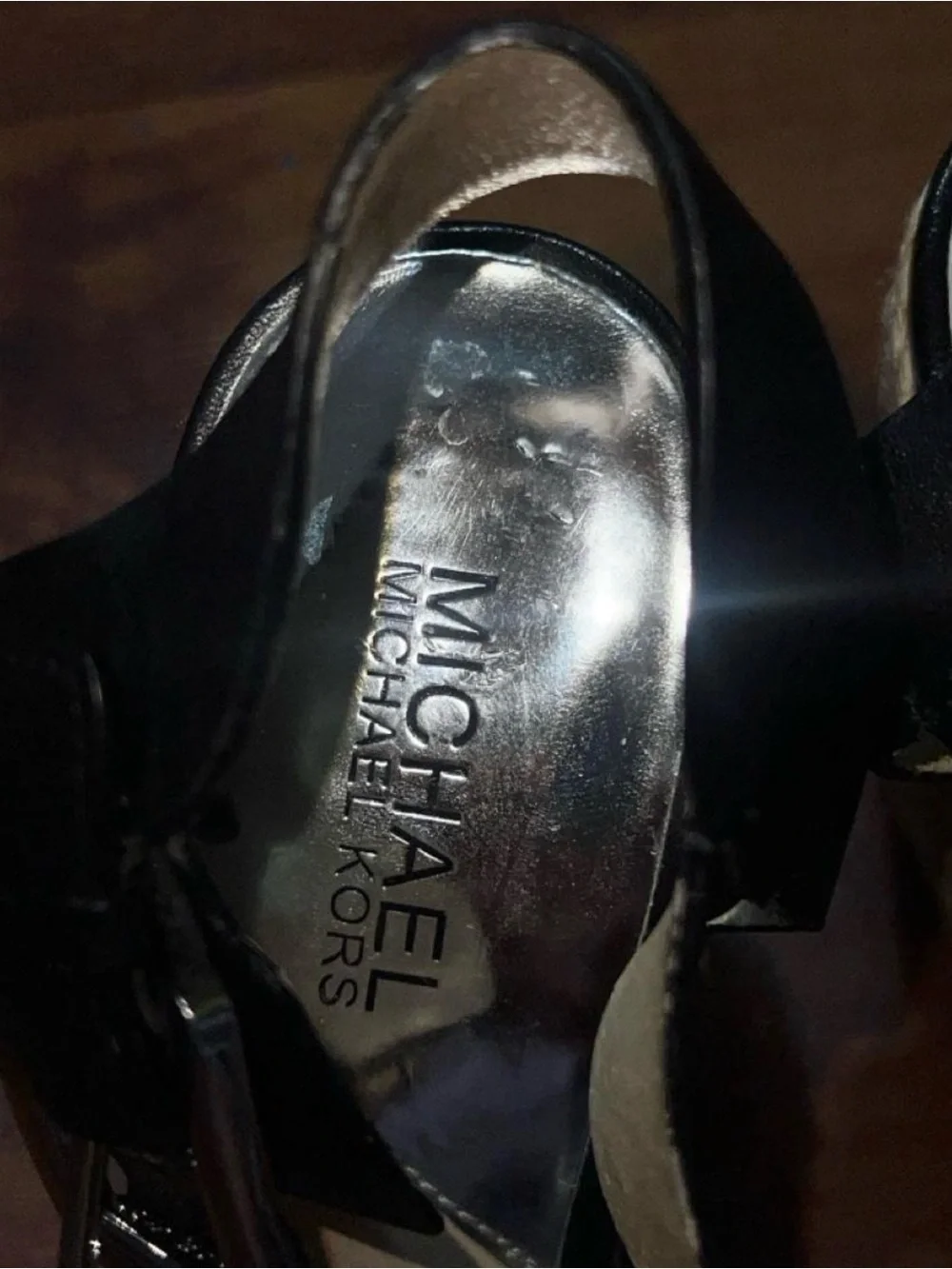 Michael Kors Black Leather Espadrille Wedge Sandals